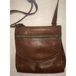 Vintage fossil Brown Genuine leather Crossbody handbag 75082 With Metal Key